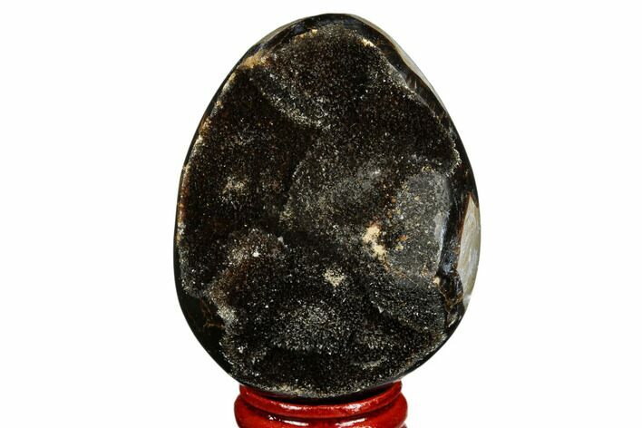 Septarian Dragon Egg Geode - Black Crystals #183159